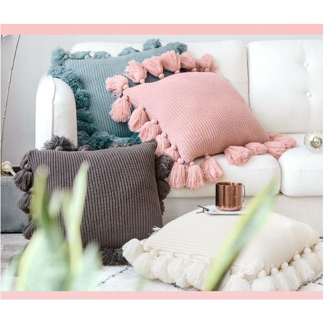 Gối len sofa tua rua handmade