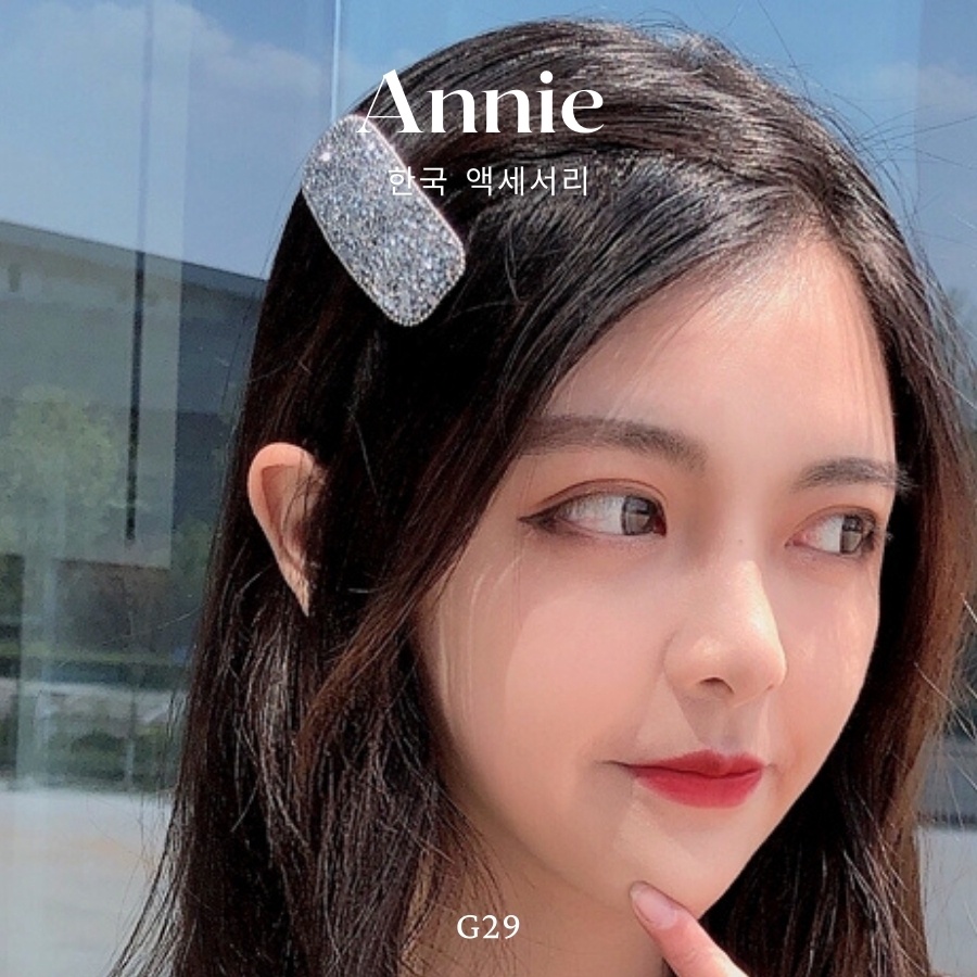 Kẹp tóc đính đá dạng dẻo hình thoi hình chữ nhật cá tính trẻ trung ANNIE - G29