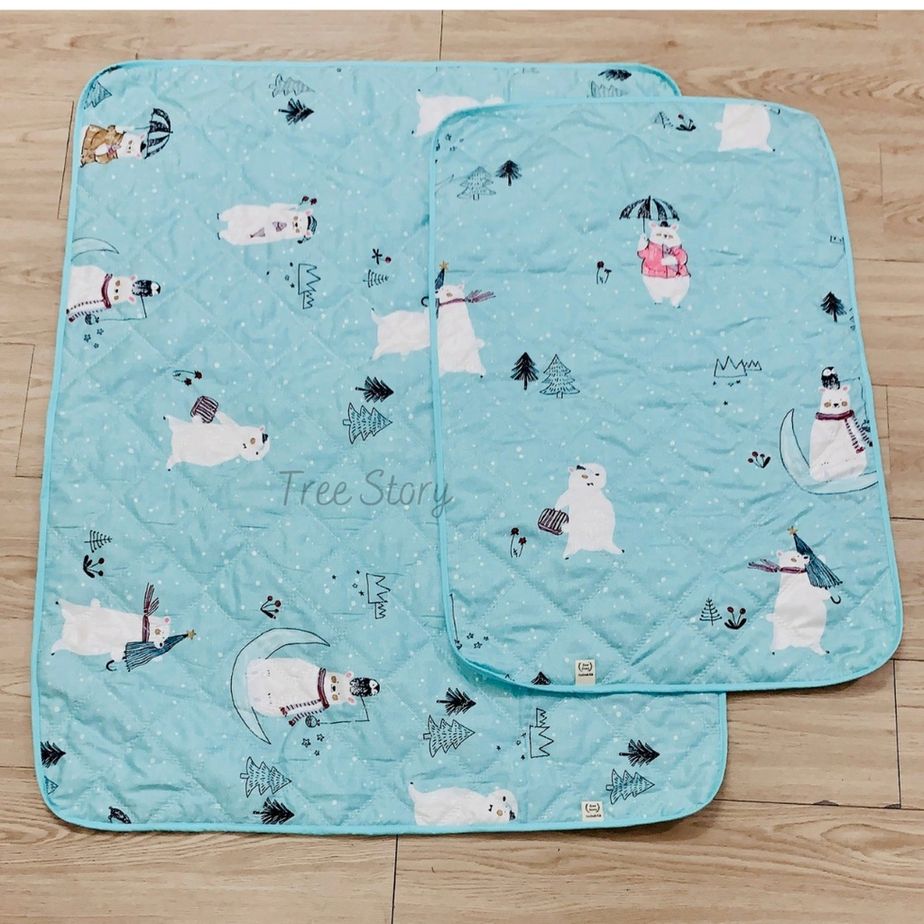 Lót chống thấm cao cấp Tree Story cotton Hàn chần bông đẹp tiện dụng an toàn cho bé yêu