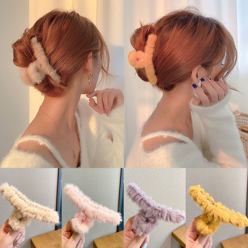 Kẹp tóc dạng hàm cá mập nhồi bông cỡ lớn phong cách Hàn Quốc đáng yêu cho nữ