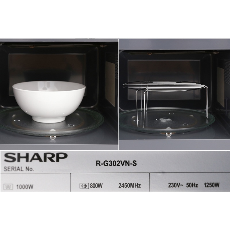 [Mã ELHADEV giảm 4% đơn 300K] Lò vi sóng cơ Sharp 23 lít có nướng viba 800W nướng 1000W núm xoay cơ - HAPOS