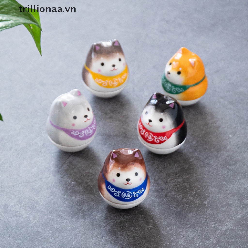 Lật Đật Bằng Gốm Sứ Hình Chú Chó Hoạt Hình Phong Cách Nhật Bản Dùng Trang Trí
