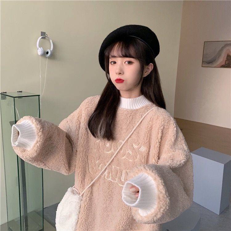 Áo Sweater Dáng Rộng Dài Vừa Phải In Chữ Thoải Mái Phong Cách Ngọt Ngào Dễ Thương Cho Nữ