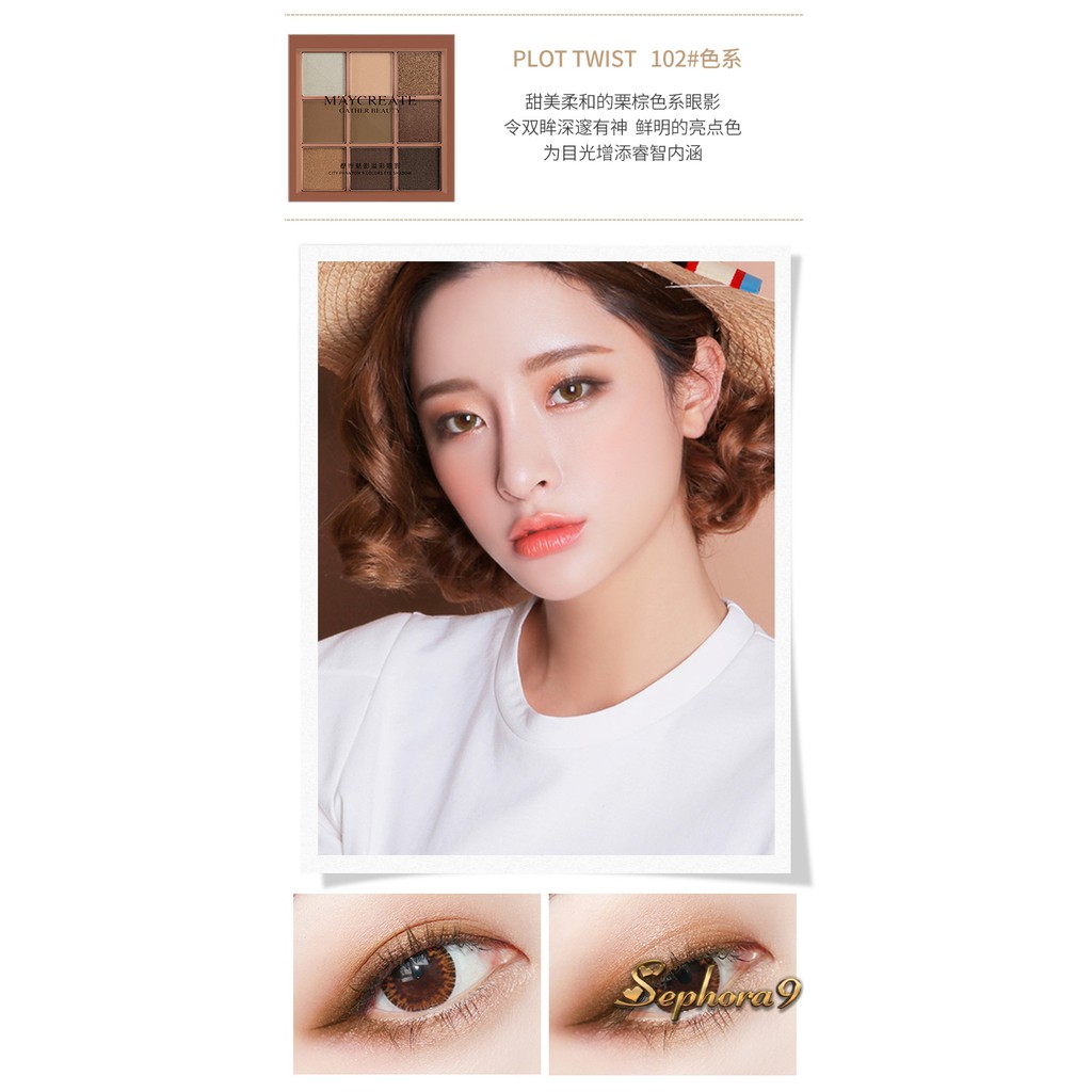 Bảng phấn mắt Maycreate Mood On City Phantom 9 màu bản Duple 3ce siêu đẹp