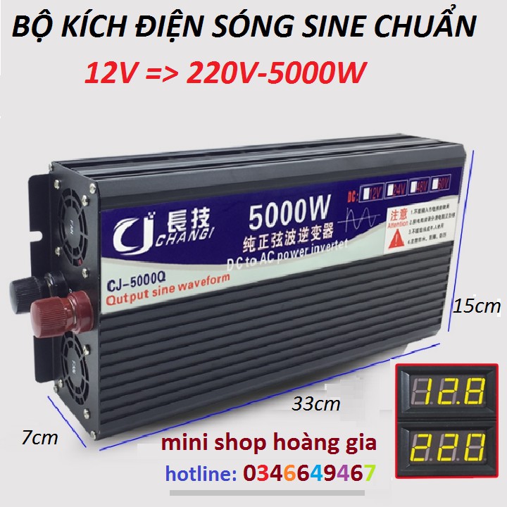 [SIN CHUẨN] kích điện 5000w - bộ kích điện sin chuẩn - bộ chuyển đổi 12v lên 220v 5000w chính hãng