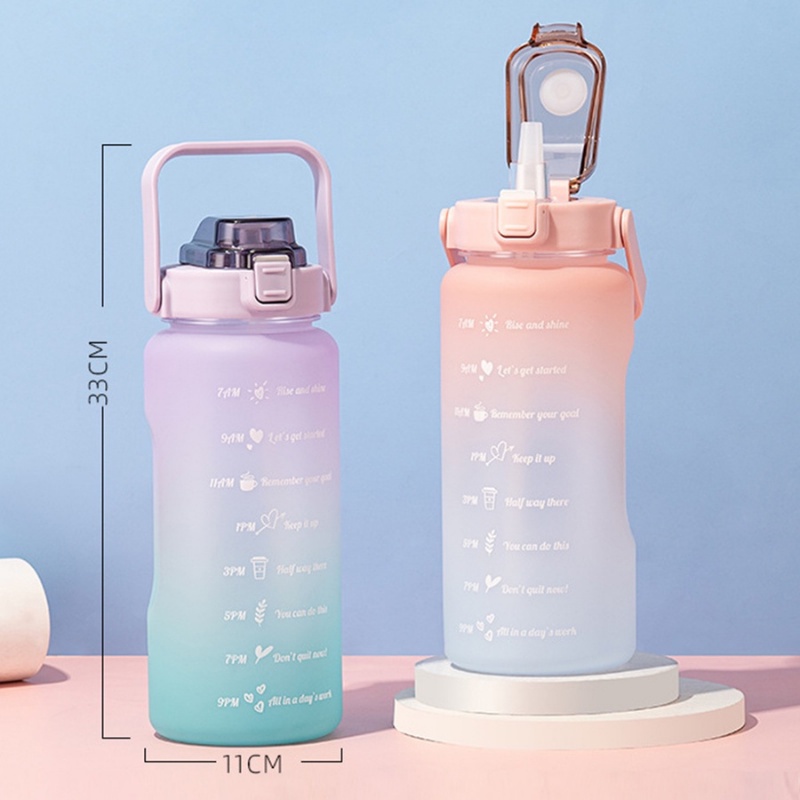 Bình nước 2 lít chia vạch nhắc nhở uống nước tặng kèm sticker