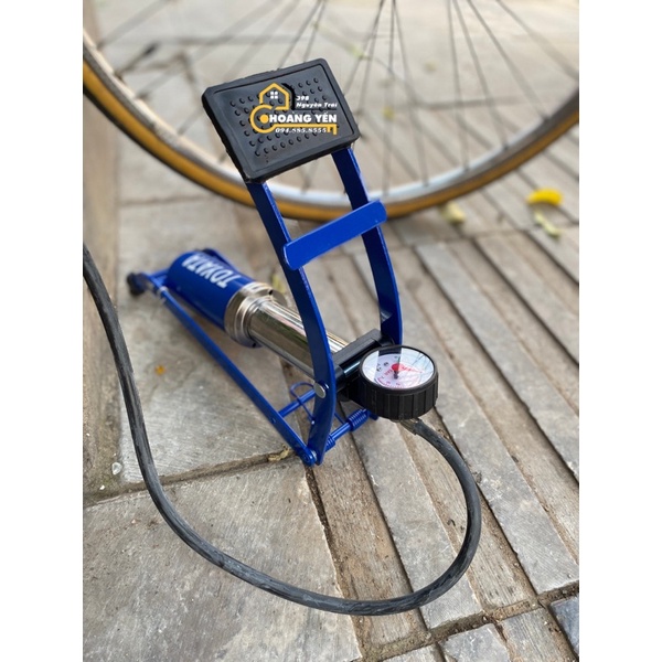 Bơm xe đạp đậm chân Toyata, Bơm xe máy đạp chân 1 ống