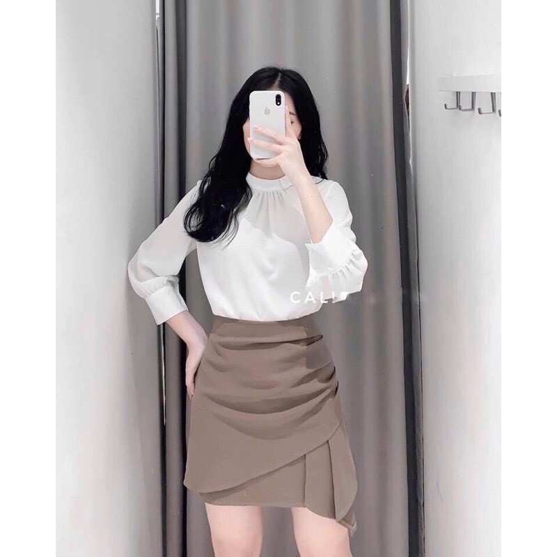 [Quà tặng là dây buộc tóc shop tri ân khách hàng] Chân váy chữ A nhún vạt chéo, Chân váy ngắn công sở MS05 | BigBuy360 - bigbuy360.vn