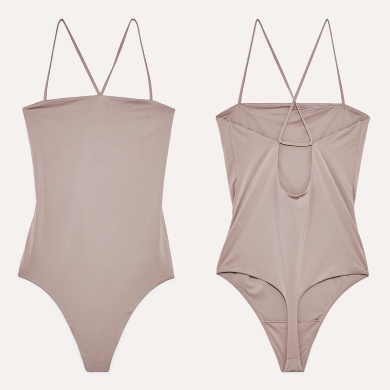 [Xuất Xịn] Bodysuit Chất Liệu Thun Lạnh Trơn 2 Dây Chéo Lưng Lọt Khe Hàng Xuất Xịn Form Ôm Tôn Dáng XXS XS S M