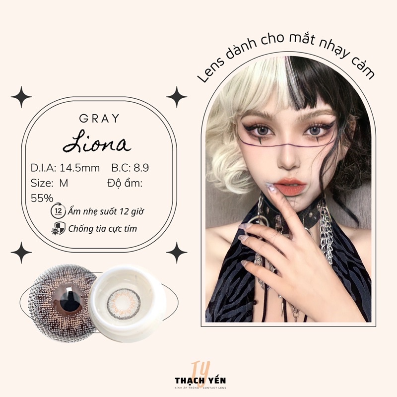 Kính Áp Tròng Liona Gray Lens Xám Cận 0-10 Độ