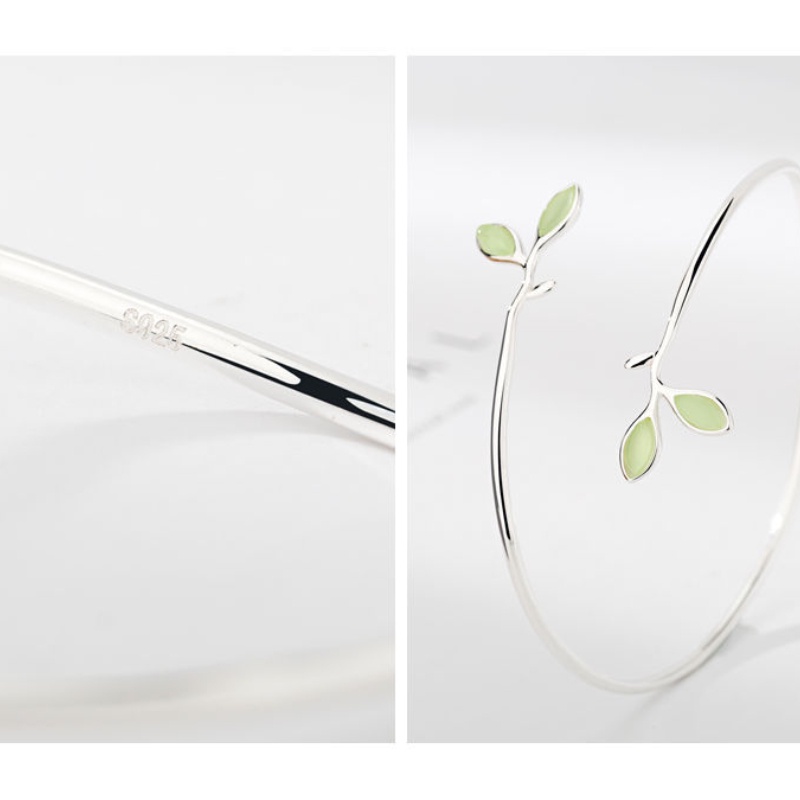 Vòng đeo tay nữ Vòng đeo tay lá ngọc bích có thể điều chỉnh đơn giản