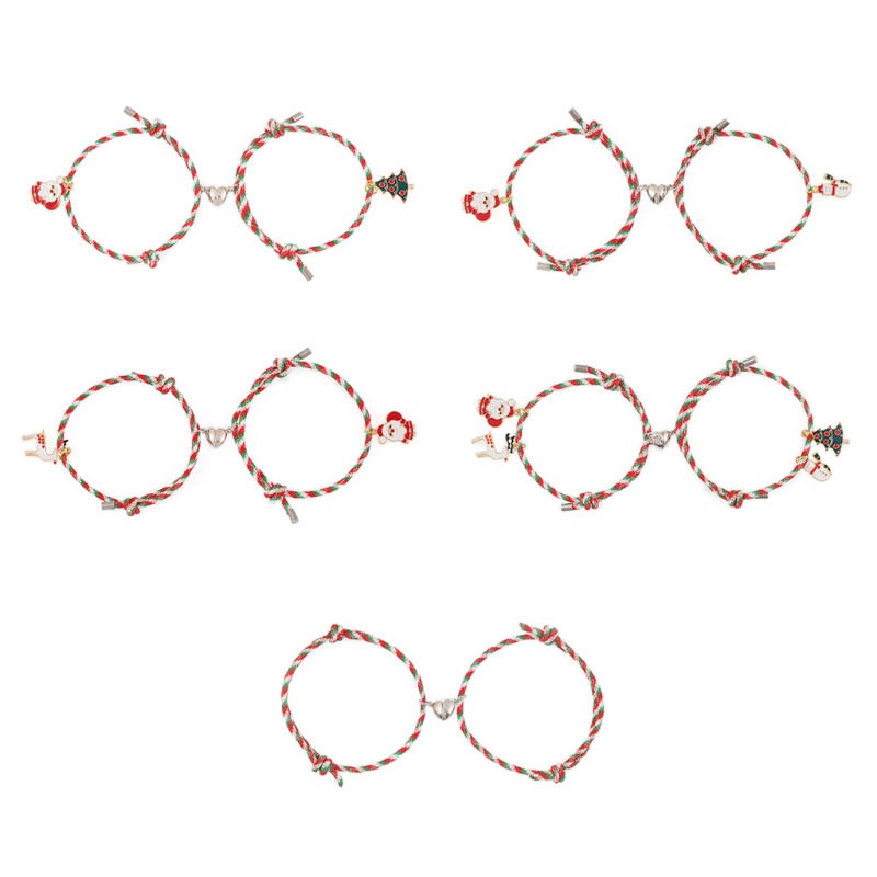 1 Cặp Vòng Tay Co Giãn Họa Tiết Người Tuyết / Ông Già Noel Phù Hợp Làm Quà Cho Bạn Nữ