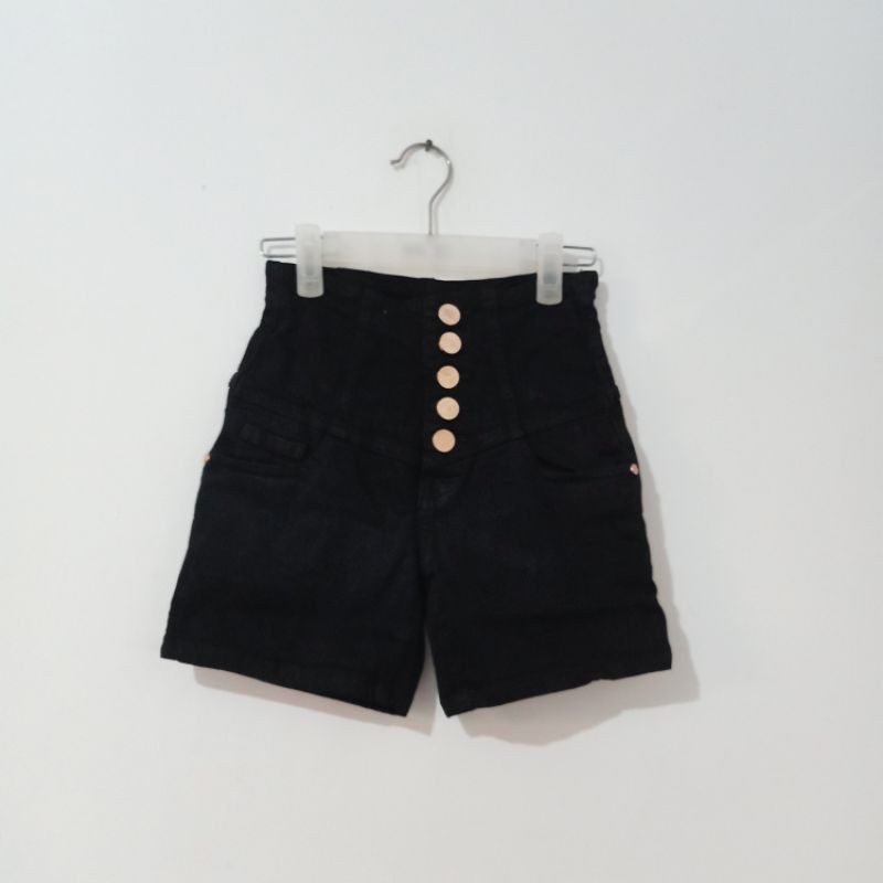 Quần Short Jean Đen Lưng Cao Phối 5 Nút size 27 28 29 30 hw