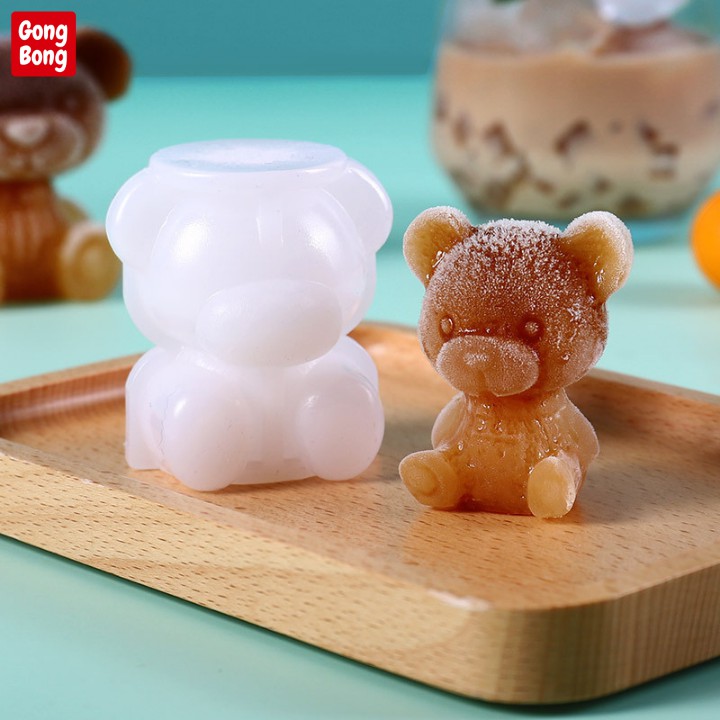 Khuôn làm đá silicon hình gấu teddy xinh xắn, khay đá gấu cute trang trí đồ uống, làm thạch Gong Bong Store