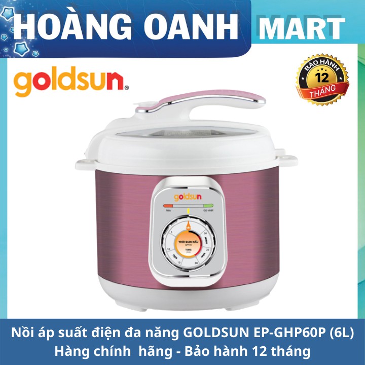 Nồi áp suất điện đa năng GOLDSUN EP-GHP60P 6L công suất 1000W nấu cháo, súp, hầm, ninh bảo hành 12 tháng