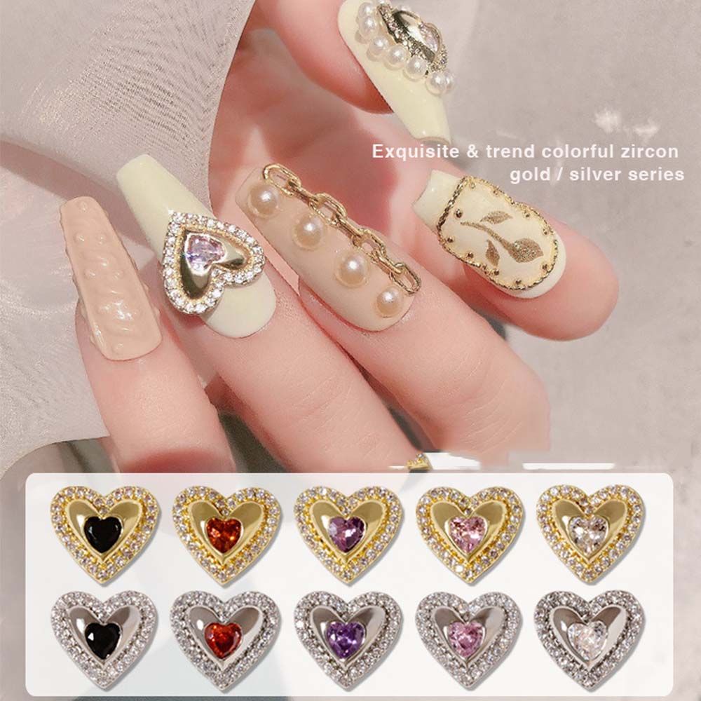 [Hàng mới về] Phụ kiện đá trang trí móng tay nghệ thuật hình trái tim đính đá Zircon lấp lánh phong cách Nhật Bản DIY