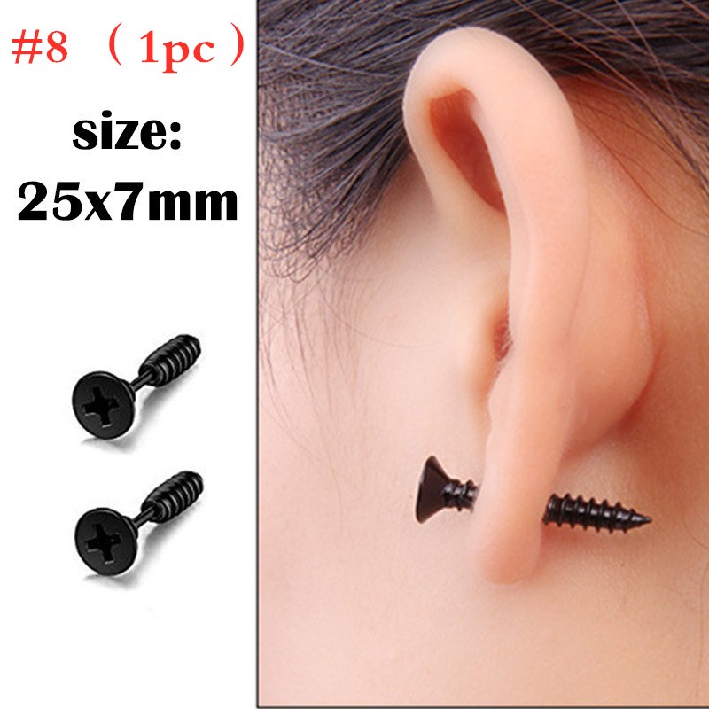 1 Khuyên Tai Tròn Bằng Thép Không Gỉ Màu Đen Phong Cách Hàn Quốc Thời Trang Unisex