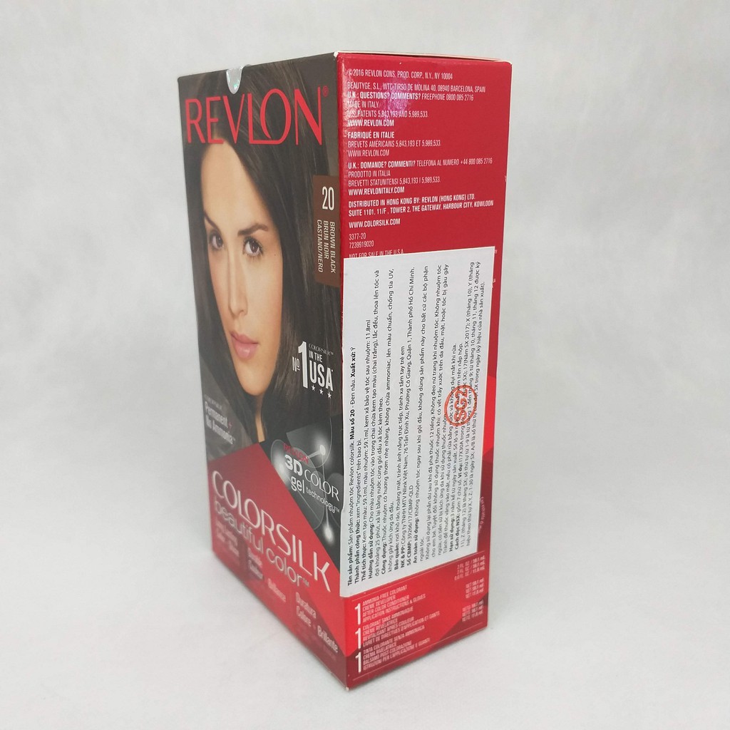 Thuốc nhuộm tóc Revlon 20 Colorsilk Màu 20 Nâu Đen