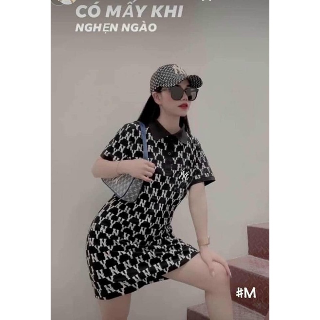 Váy polo nữ N.Y cổ bẻ thêu ngực dáng suông dài chất cotton 4 chiều mềm đẹp