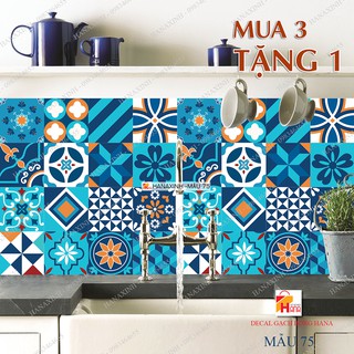 Mua 3 tặng 1 set decal gạch bông 60x120cm tông xanh blue