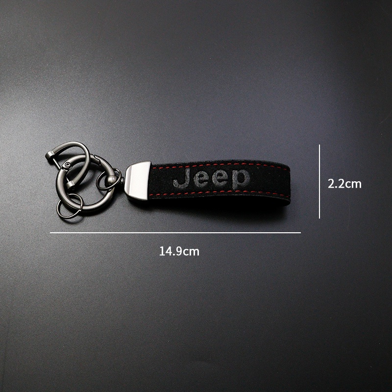 Móc Chìa Khóa Bằng Da In Logo Xe Hơi JEEP Grand Cherokee Commander Renegade Wrangler Compass Patriot