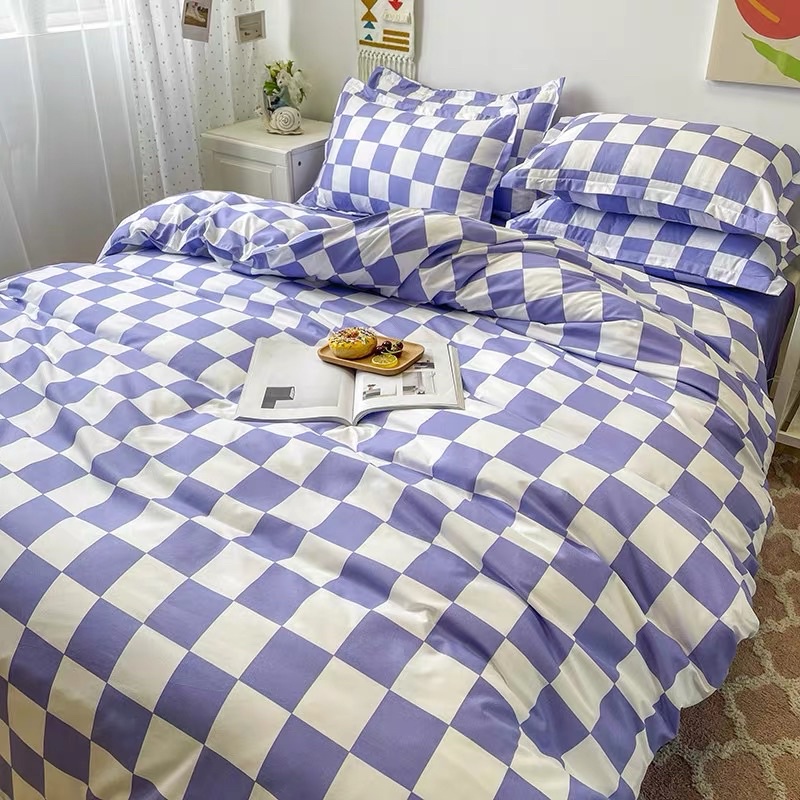Shinbedding_Set Vỏ Cotton Poly Hoạ Tiết Vuông Bàn Cờ Nhiều Màu Sắc
