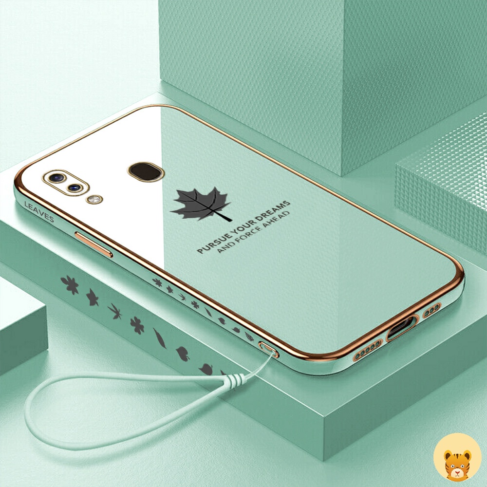 Ốp Điện Thoại Mềm Mạ Họa Tiết Sang Trọng Kèm Dây Đeo Cho Samsung A20 A30