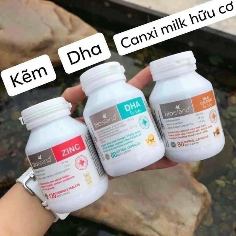 Combo sản phẩm cho bé DHA, kẽm, canximilk chính hãng BIOISLAND nội địa Úc