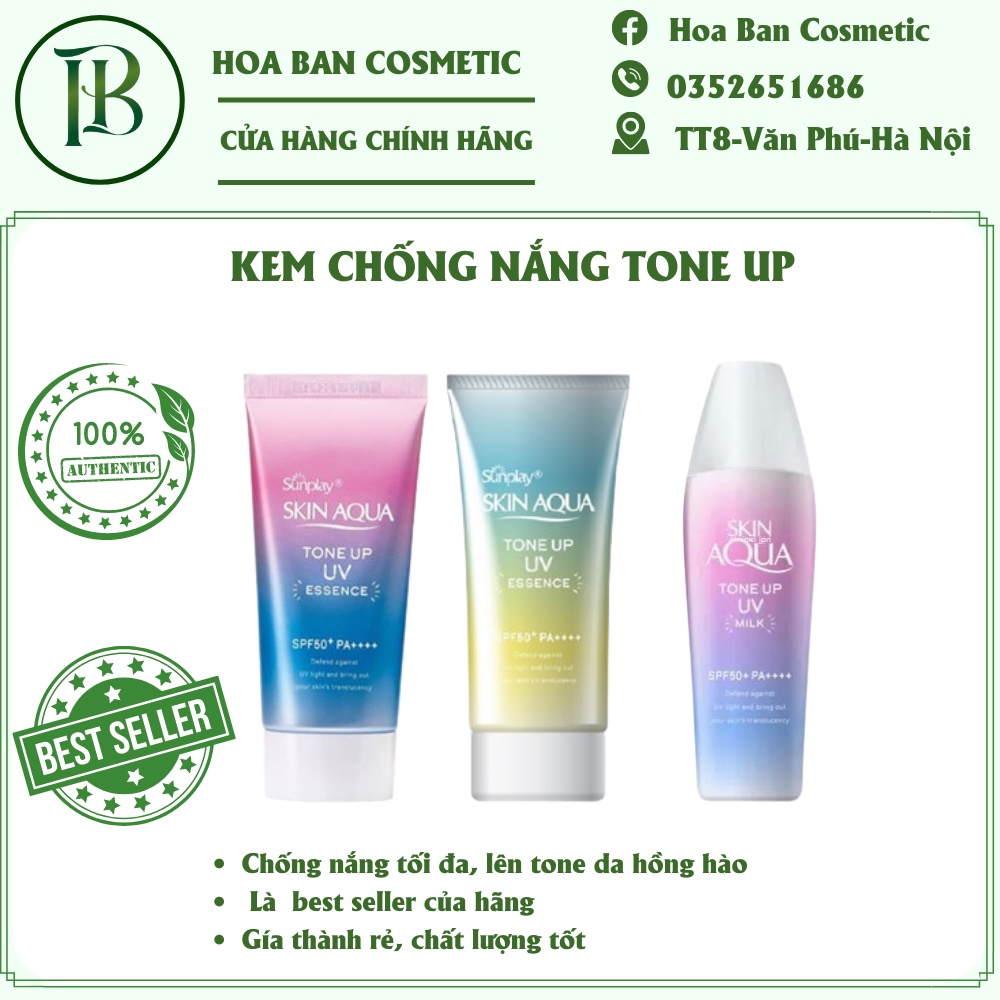 Kem chống nắng Skin Aqua Tone up UV Essence SPF 50+ PA++++ 80gr nội địa Nhật