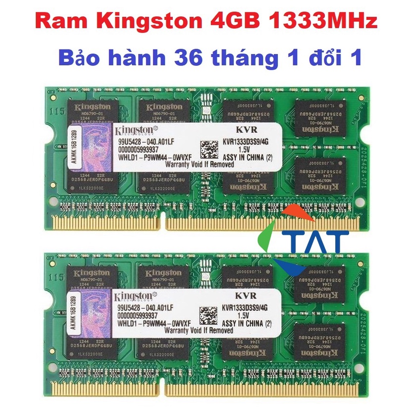 Ram Laptop Kingston 4GB DDR3 1333MHz PC3-10600 1.5V - Bảo hành 36 tháng 1 đổi 1