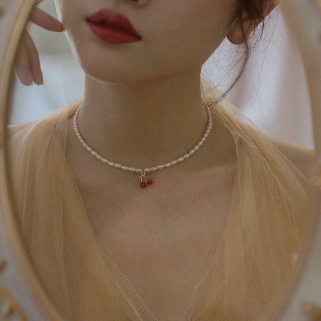 Dây Chuyền Đính Ngọc Trai Tự Nhiên Phong Cách Retro Cho Nữ