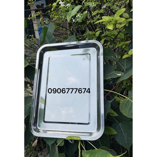 Khay cạn inox cao 2cm cm dùng bưng bê , trưng bày thức ăn/ mâm cạn