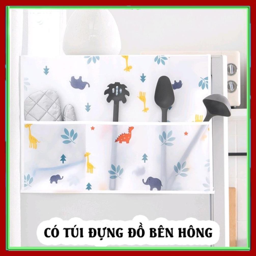 Tấm phủ nóc tủ lạnh máy giặt Sharp có túi đựng đồ bằng vải chống bụi không thấm nước dày dễ lau chùi