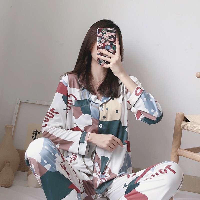 Bộ Ngủ Pijama Nữ HÀNG CÓ SẴN Bộ mặc nhà, Bộ Đồ Ngủ Chất Liệu Cotton Sợi Tơ Sữa Dài Tay Họa Tiết Dễ Thương Cao Cấp