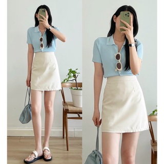 Áo len mỏng cổ đức cúc trắng