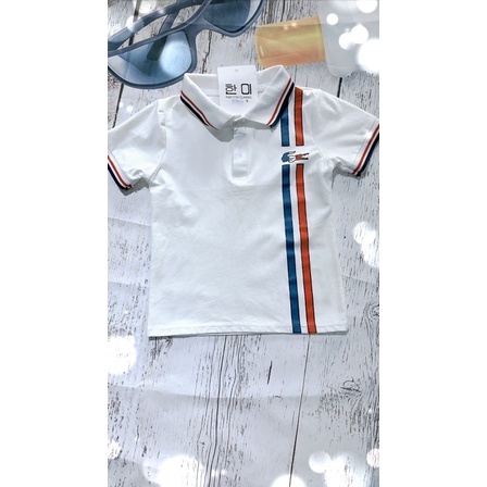 áo polo 3 màu in logo hình cá sấu ,kẻ sọc phối tay cổ về 3 màu: trắng, xanh, hồng