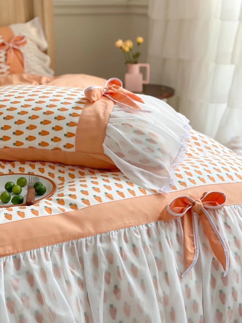 BỘ CHĂN GA GỐI cotton hoạt tính Phối REN VOAN + thắt NƠ siêu BÁNH BÈO —&gt; Giá SIÊU RẺ -&gt; ĐƯỢC CHỌN MÀU