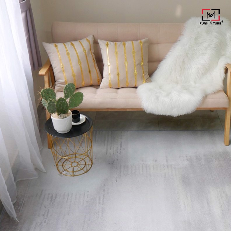 Thảm nhung nỉ trải sàn họa tiết bắc âu tối giản - phấn trơn thương hiệu MW FURNITURE