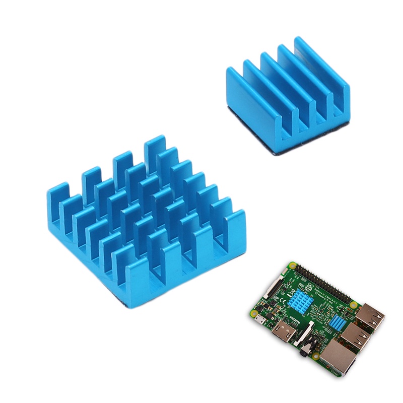 Set 2 Bộ Tản Nhiệt Làm Mát Bằng Nhôm Màu Xanh Dương Cho Raspberry Pi 2 3 Model B Rpi B +