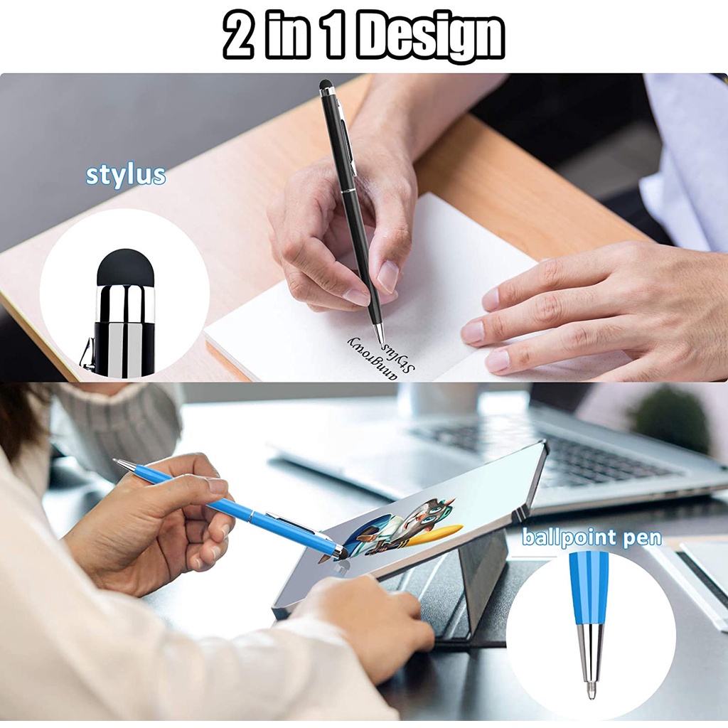 Bút Bi Cảm Ứng Điện Dung 2 Trong 1 Nắp Kim Loại Mỏng Thông Dụng