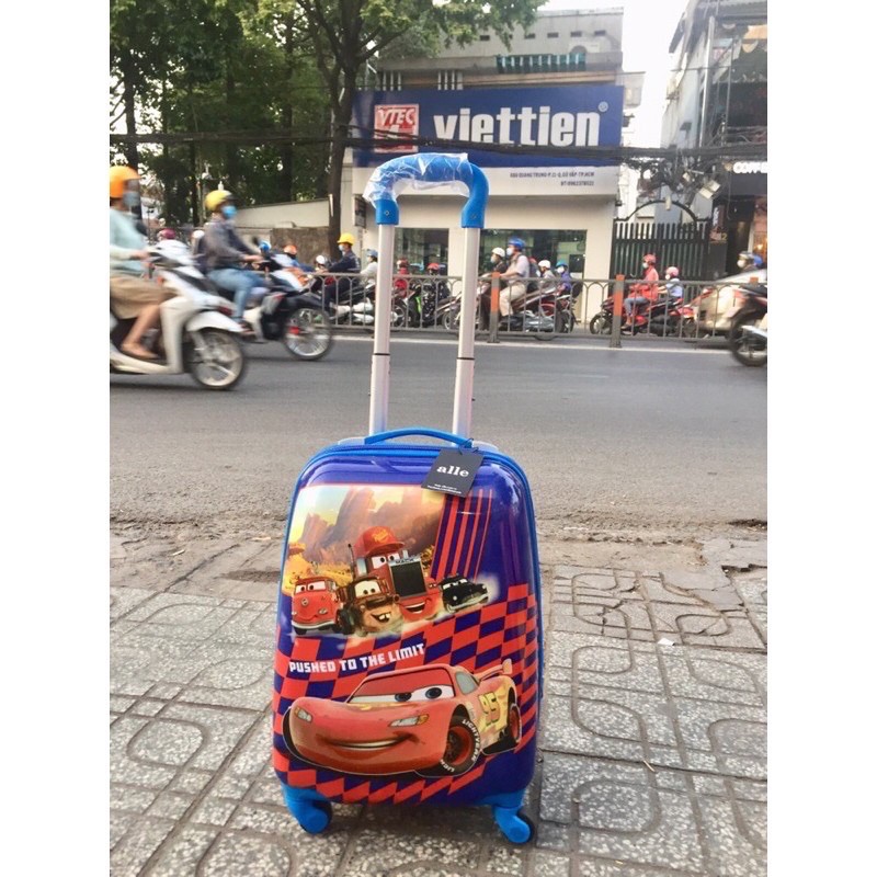 Vali kéo hình ô tô cho bé size 18 inch, in 2 mặt loại cao cấp