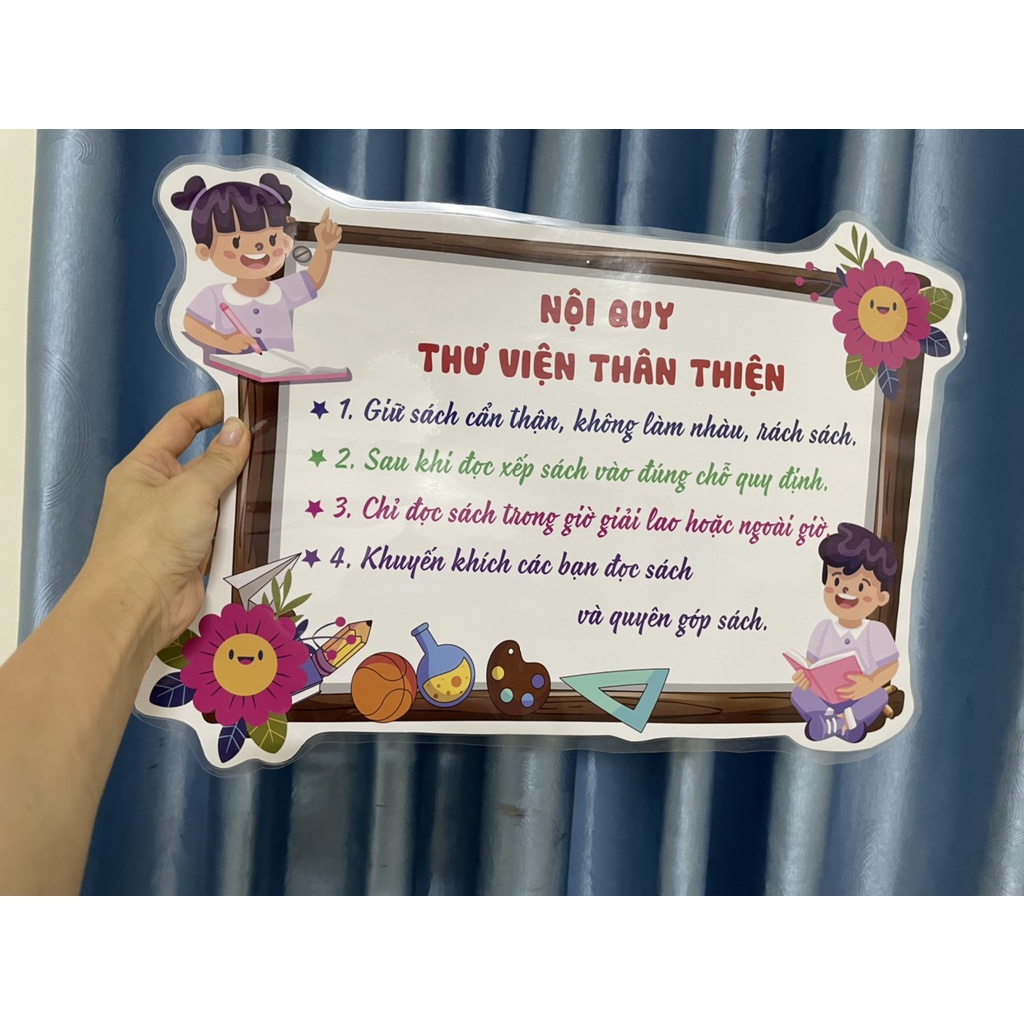Thư viện lớp em (ép plastic, kích thước a3 sẵn băng keo dán tường)