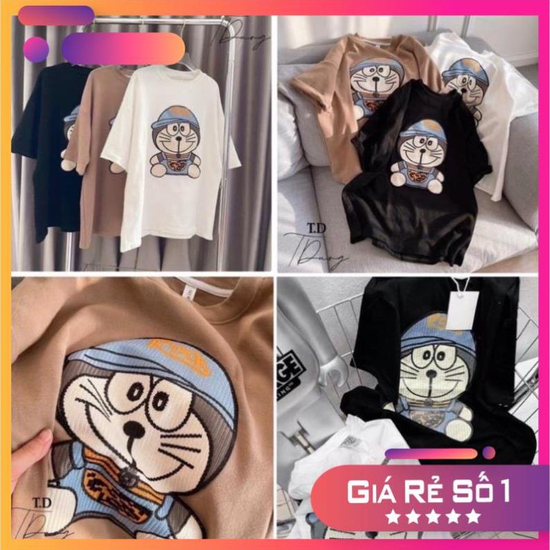 Áo Thun Tay Lỡ Nam Nữ Unisex ❤Áo Phông Cộc 3158 Form Rộng Dáng Vintage In Hình Doremon Đáng Yêu
