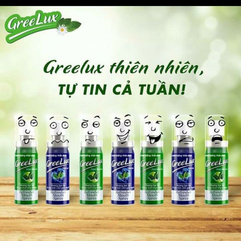 Xịt thơm miệng Greelux Thảo Dược chai 12ml hương bạc hà khử mùi hôi miệng Gree