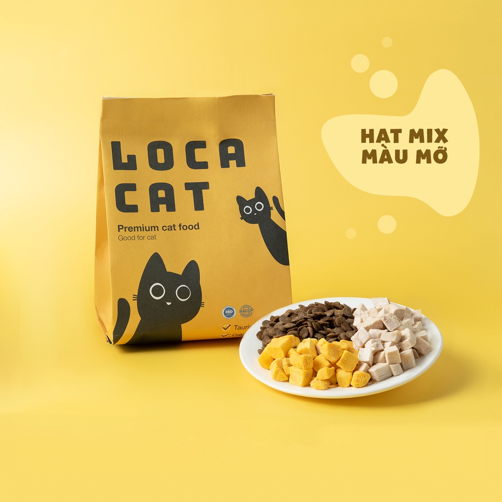 Hạt Thức Ăn Khô Cho Mèo Trộn Ức Gà Sấy Lạnh Siêu Hạng Và Lòng Đỏ Trứng Sấy Đẳng Cấp LocaCat loại 2Lbs (0,91kg)