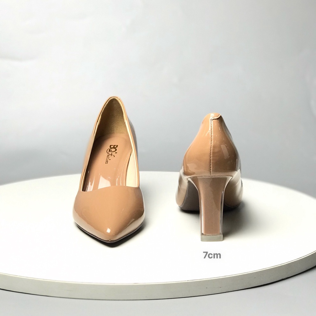 Giày công sở nữ BQ ❤️FREESHIP❤️ Giày cao gót thời trang mũi nhọn da bóng đơn giản cao 7cm GBBQ0212