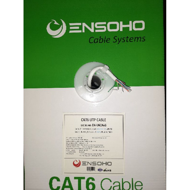 ComBo 1 Thùng 305 mét dây cat6 Ensoho ( cty Anh Ngọc phân phối) và hộp 100 đầu mạng AMP TyCo hàng xịn nhập khẩu