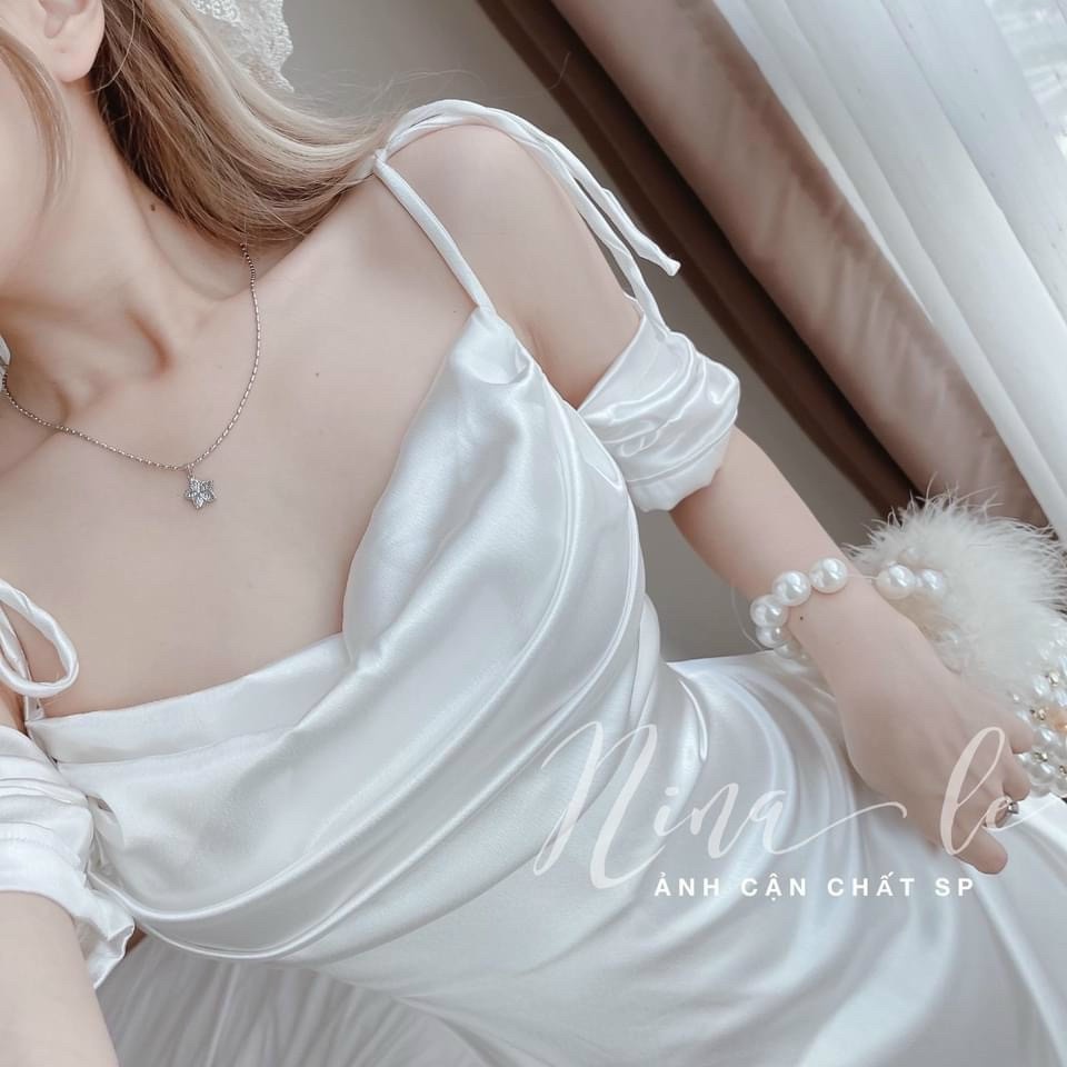 Đầm Midi Trắng,đầm 2 Dây Dáng Xòe Ôm Dáng Body Thiết Kế Xếp Ly Nhún Ngực Tiểu Thư Dự Tiệc Dạo Phố Sang Chảnh Quyến Rũ Th