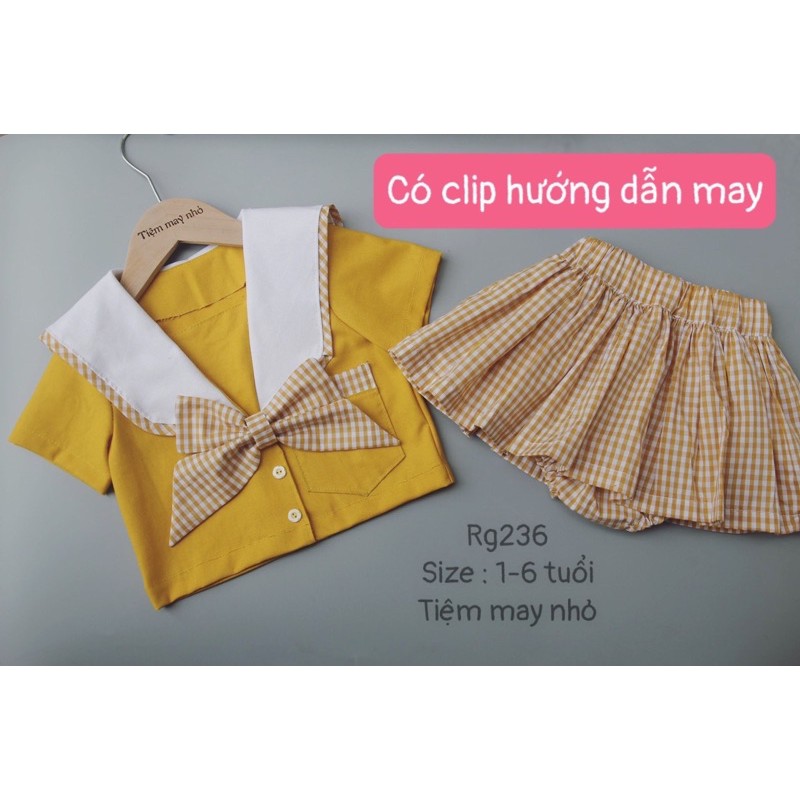 RG236_Rập giấy may set đồ áo thủy thủ kèm quần chíp váy