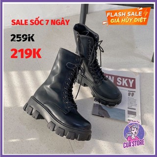 (SẴN)🔥 Bốt cao cổ nữ độn đế da PU cao 6cm Ulzzang thời thượng phong cách G23